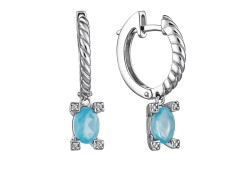 Серебряные cерьги висячие с агатом