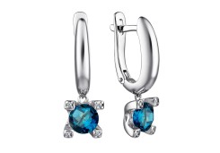 Серебряные cерьги висячие с лондон топазом