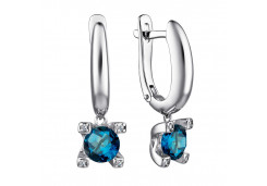 Серебряные cерьги висячие с лондон топазом