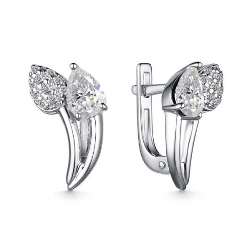 Серебряные cерьги классические с горным хрусталем