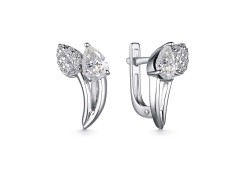 Серебряные cерьги классические с горным хрусталем