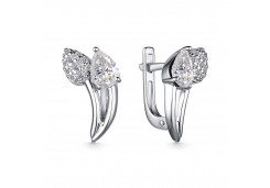 Серебряные cерьги классические с горным хрусталем