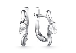 Серебряные cерьги классические с бриллиантом