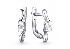 Серебряные cерьги классические с бриллиантом
