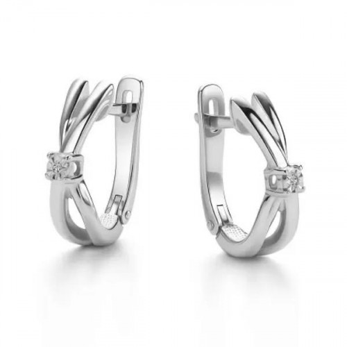 Серебряные cерьги классические с бриллиантом