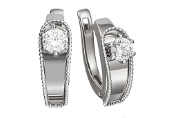 Серьги из белого золота с фианитом