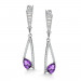Серебряные cерьги висячие с аметистом