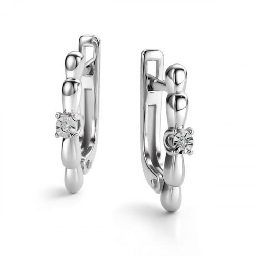 Серебряные cерьги классические с бриллиантом