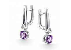 Серебряные cерьги висячие с аметистом