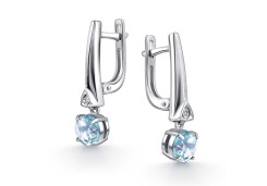 Серебряные cерьги висячие с топазом