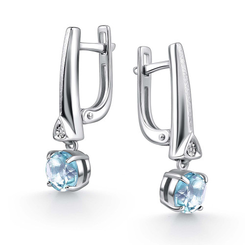 Серебряные cерьги висячие с топазом