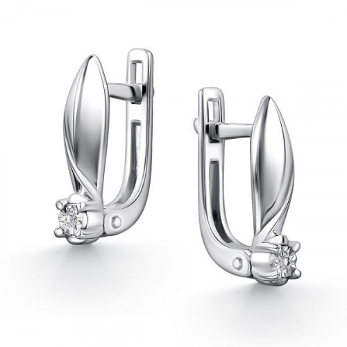 Серебряные cерьги с бриллиантом