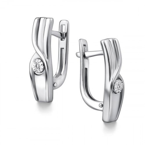 Серебряные cерьги классические с бриллиантом