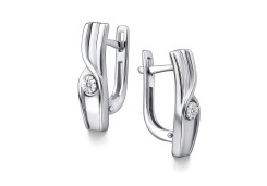 Серебряные cерьги классические с бриллиантом
