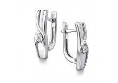 Серебряные cерьги классические с бриллиантом