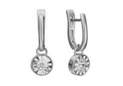 Серьги из белого золота 585 пробы с кристаллом Сваровски