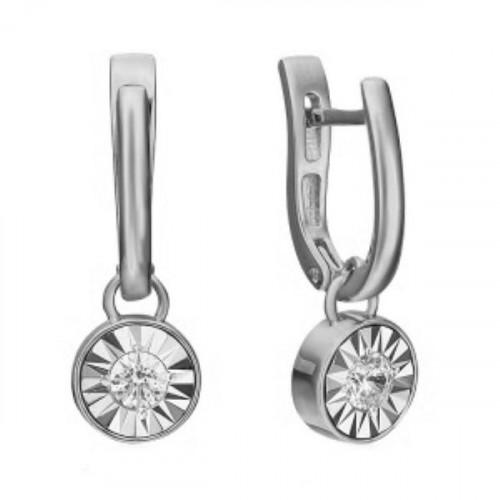 Серьги из белого золота 585 пробы с кристаллом Сваровски