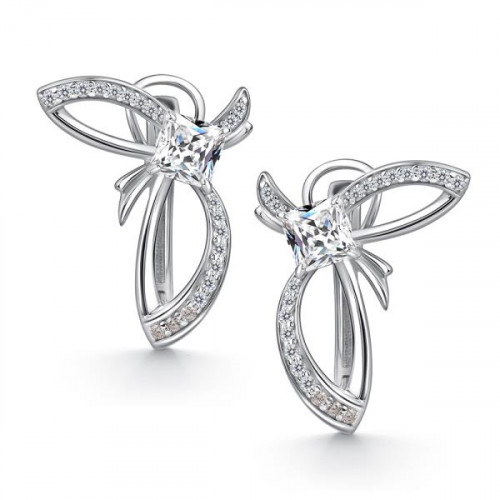 Серебряные cерьги классические с фианитом