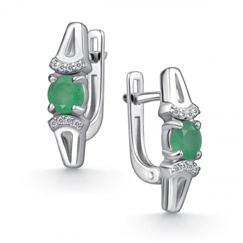 Серебряные cерьги с изумрудом