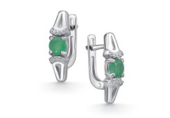 Серебряные cерьги с изумрудом