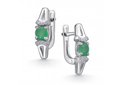 Серебряные cерьги с изумрудом