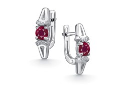 Серебряные cерьги с рубином