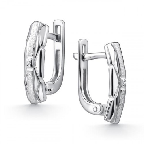 Серебряные cерьги классические с бриллиантом