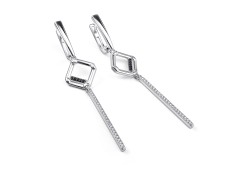 Серебряные cерьги висячие с фианитом