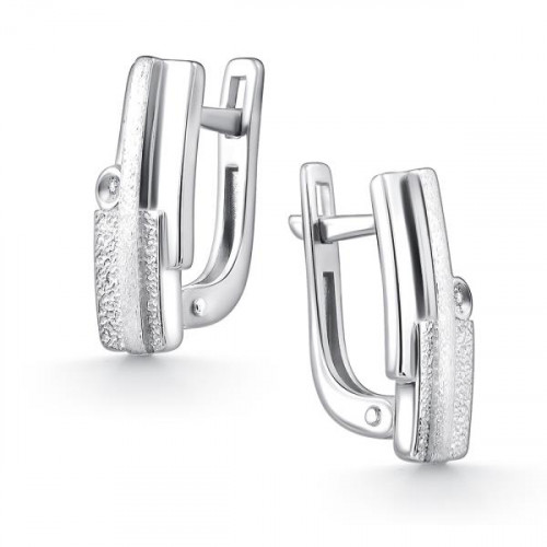 Серебряные cерьги классические с бриллиантом