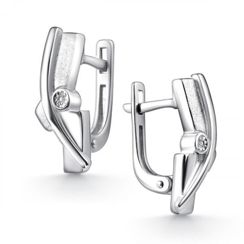 Серебряные cерьги классические с бриллиантом