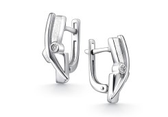 Серебряные cерьги классические с бриллиантом