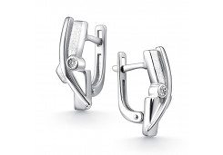 Серебряные cерьги классические с бриллиантом