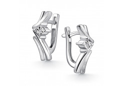 Серебряные cерьги классические с бриллиантом