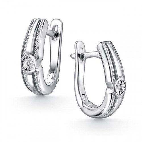 Серебряные cерьги классические с бриллиантом