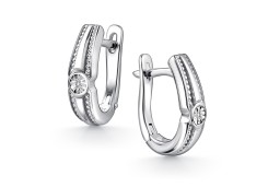 Серебряные cерьги классические с бриллиантом