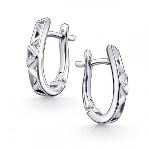 Серебряные cерьги классические с бриллиантом