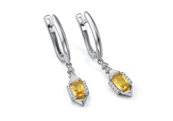 Серебряные cерьги висячие с цитрином