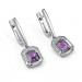 Серебряные cерьги висячие с аметистом