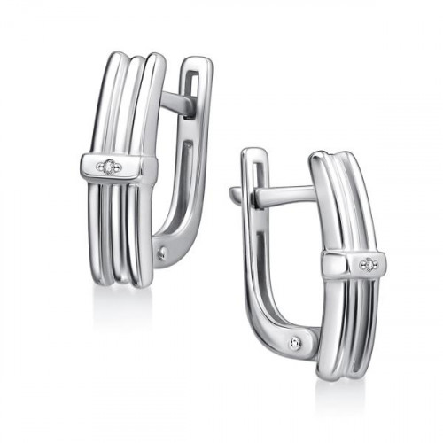 Серебряные cерьги классические с бриллиантом