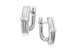 Серебряные cерьги классические с бриллиантом