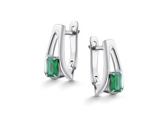 Серебряные cерьги с агатом зеленым