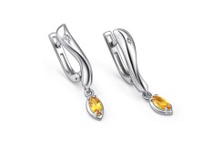Серебряные cерьги висячие с цитрином
