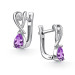 Серебряные cерьги классические с аметистом