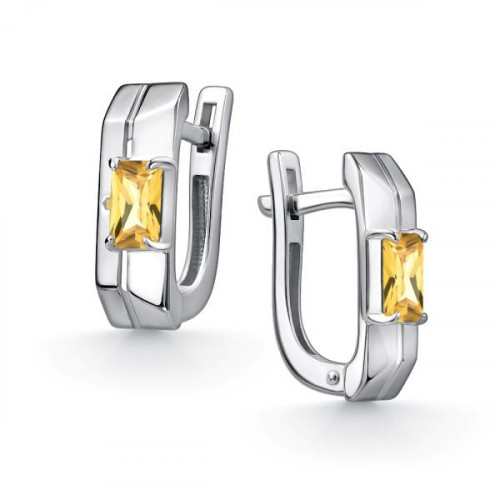 Серебряные cерьги с цитрином