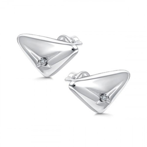 Серебряные cерьги пусеты (гвоздики) с бриллиантом