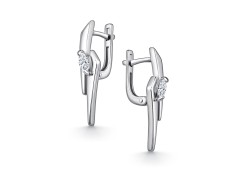 Серебряные cерьги классические с фианитом