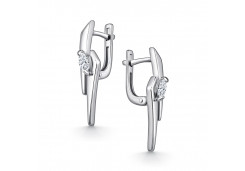 Серебряные cерьги классические с фианитом