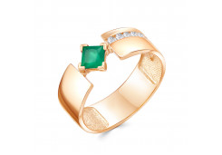 Золотое кольцо с агатом зеленым