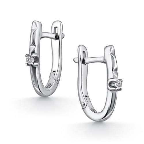 Серебряные cерьги классические с бриллиантом