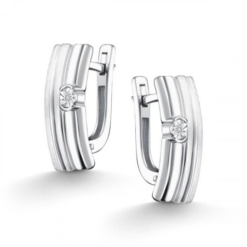 Серебряные cерьги классические с бриллиантом